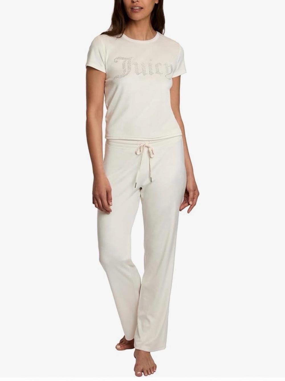 Juicy Couture Women's Rhinestone Logo Tee & Lounge Pants Set and matching Robe M